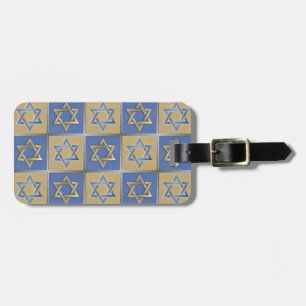 Judaica Davidstern Metall Gold Blau Gepäckanhänger