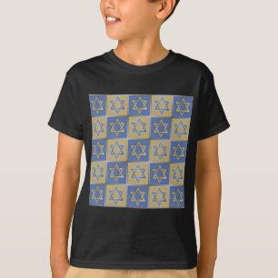 Judaica Davidstern Metall Gold Blau T-Shirt