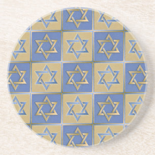 Judaica Davidstern Metall Gold Blau Untersetzer