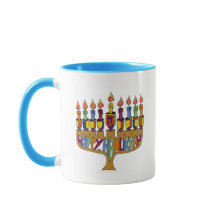 Judaica Frohes Chanukka Dreidel Menora