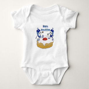 Judaica Frohes Chanukka Tänzerische Dreidels Donut Baby Strampler