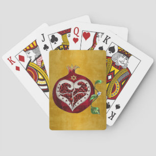 Judaica Granatapfel Herz Chanukka Rosch ha-Schana Spielkarten