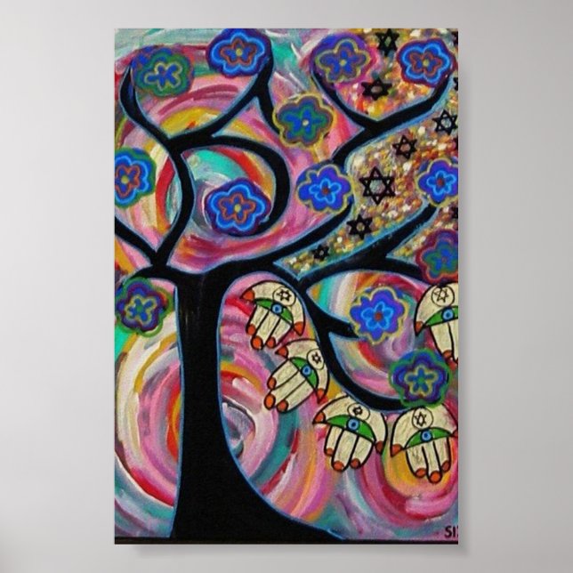 Judaica Hamsa Arbre De La Vie Poster Du Coucher De (Devant)