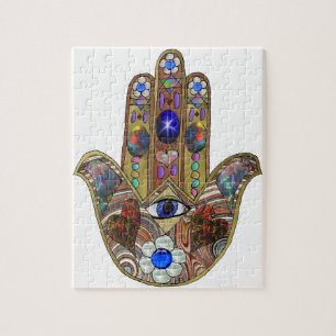 Judaica Hamsa Herzen Blumen Opal Kunst Druck