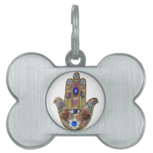 Judaica Hamsa Herzen Blumen Opal Kunst Druck Tiermarke