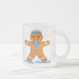 Judaica Hanukkah Lebkuchenmann Menora Mattglastasse