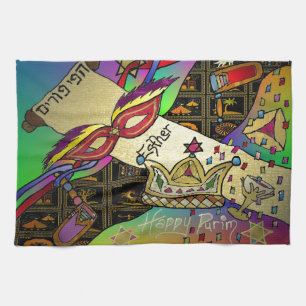 Judaica Purim Esther Feier Kunst Druck Küchentuch