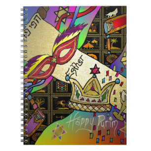 Judaica Purim Esther Feier Kunst Druck Notizblock