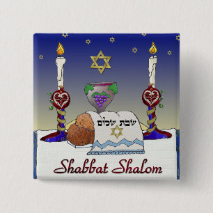 Judaica Shabbat Schalom Kunst Druck Button