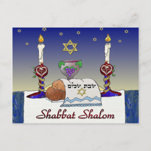 Judaica Shabbat Schalom Kunst Druck Postkarte