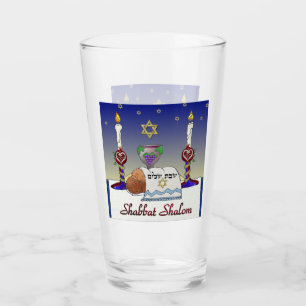 Judaica Shabbat Shalom Art Imprimer Coupe de Verre
