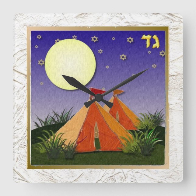 Judaika 12 israelische Stämme Quadratische Wanduhr (Vorderseite)