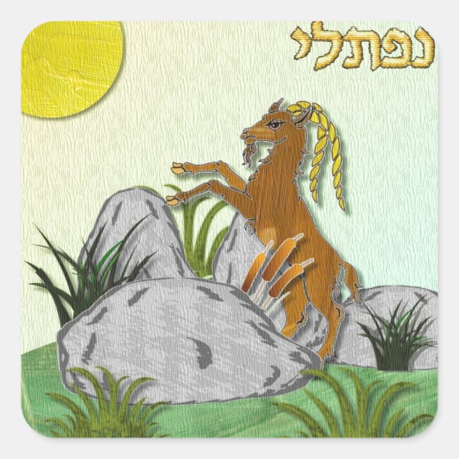 Judaika 12 Stämme Israel Naphtali Quadratischer Aufkleber (Vorderseite)