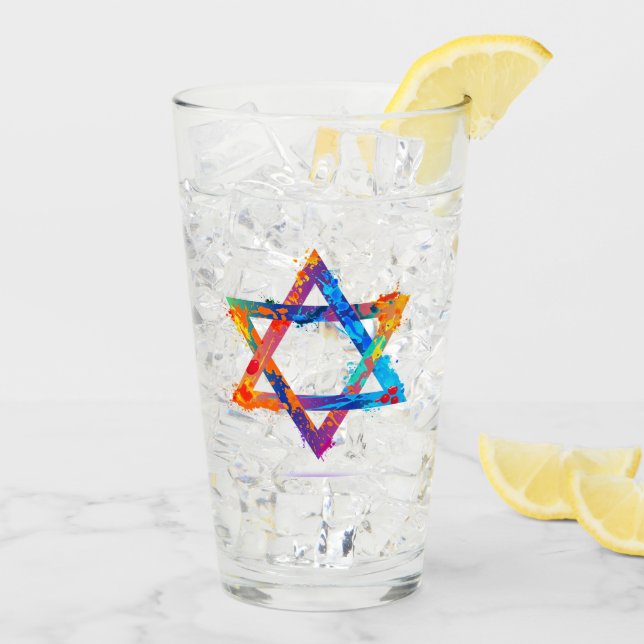 Judaika - Gläser trinken - Jüdische Sterne - Gesch (Rückseite Ice)