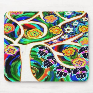 Judaika Hamsa Elfenbein-Baum des Lebens Mousepad