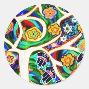 Judaika Hamsa Elfenbeinbaum Runder Aufkleber