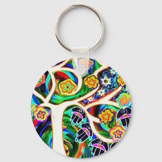 Judaika Hamsa Elfenbeinbaum Schlüsselanhänger (Vorderseite)