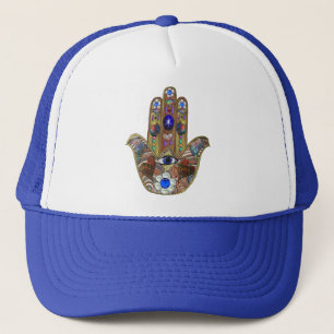 Judaika Hamsa Hört Blume Opal Art Print Truckerkappe