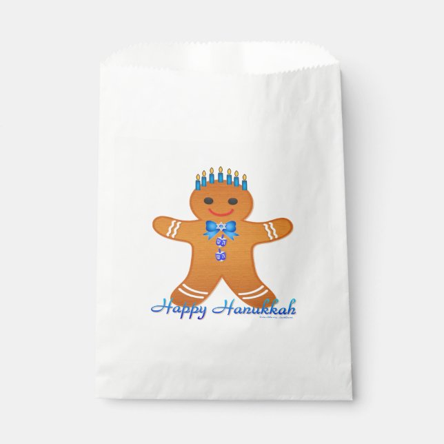 Judaika Hanukkah Gingerbread Man Menorah Geschenktütchen (Vorderseite)