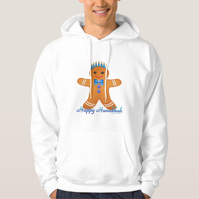 Judaika Hanukkah Gingerbread Man Menorah Hoodie (Vorderseite)