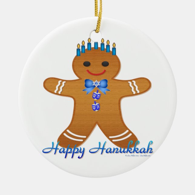 Judaika Hanukkah Gingerbread Man Menorah Keramik Ornament (Vorne)