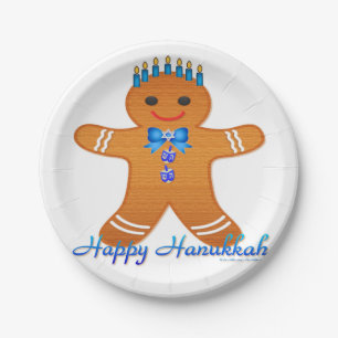 Judaika Hanukkah Gingerbread Man Menorah Pappteller
