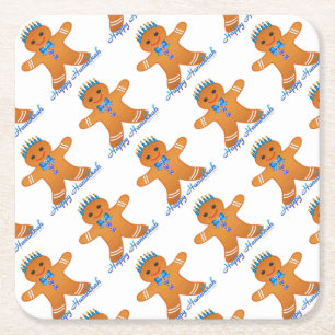 Judaika Hanukkah Gingerbread Man Menorah Rechteckiger Pappuntersetzer