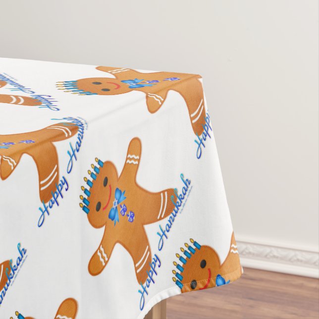 Judaika Hanukkah Gingerbread Man Menorah Tischdecke (Beispiel)