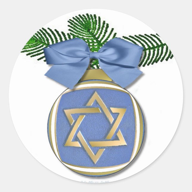 Judaika Hanukkah Stern von David Ornament Print Runder Aufkleber (Vorderseite)