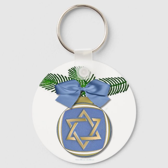 Judaika Hanukkah Stern von David Ornament Print Schlüsselanhänger (Vorderseite)