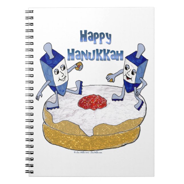Judaika Happy Hanukkah Dancing Dreidels Doughnut Notizblock (Vorderseite)