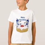 Judaika Happy Hanukkah Dancing Dreidels Doughnut T-Shirt<br><div class="desc">You are viewing The Lee Hiller Designs Collection of Home and Office Decor,  Apparel,  Gifts and Collectibles. The Designs inklusive Lee Hiller Fotogray and Mixed Media Digital Art Collection. You can view her Nature fotogray at http://HikeOurPlanet.com/ and follow her hiking blog within Hot Springs National Park.</div>