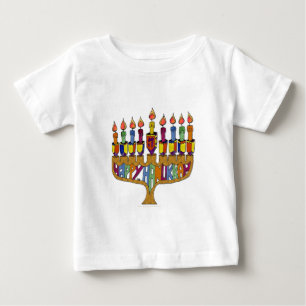Judaika Happy Hanukkah Dreidel Menorah Baby T-shirt