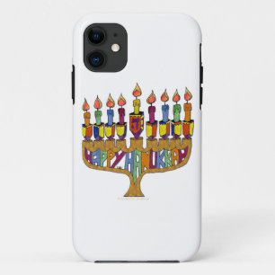 Judaika Happy Hanukkah Dreidel Menorah iPhone 11 Hülle