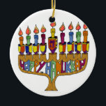 Judaika Happy Hanukkah Dreidel Menorah Keramikornament<br><div class="desc">You are viewing The Lee Hiller Designs Collection of Home and Office Decor,  Apparel,  Gifts and Collectibles. The Designs inklusive Lee Hiller Fotogray and Mixed Media Digital Art Collection. You can view her Nature fotogray at http://HikeOurPlanet.com/ and follow her hiking blog within Hot Springs National Park.</div>