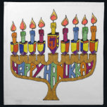Judaika Happy Hanukkah Dreidel Menorah Serviette<br><div class="desc">You are viewing The Lee Hiller Designs Collection of Home and Office Decor,  Apparel,  Gifts and Collectibles. The Designs inklusive Lee Hiller Fotogray and Mixed Media Digital Art Collection. You can view her Nature fotogray at http://HikeOurPlanet.com/ and follow her hiking blog within Hot Springs National Park.</div>