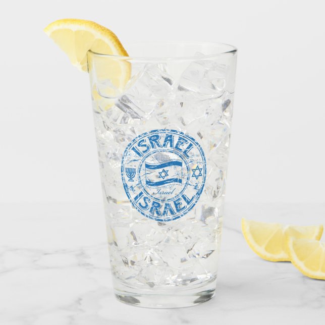Judaika Israel trinken Brille - Geschenke Glas (Vorderseite Ice)