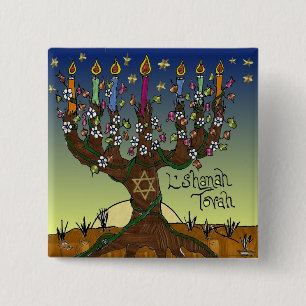 Judaika L'shanah Tovah Baum des Lebens Geschenke B Button