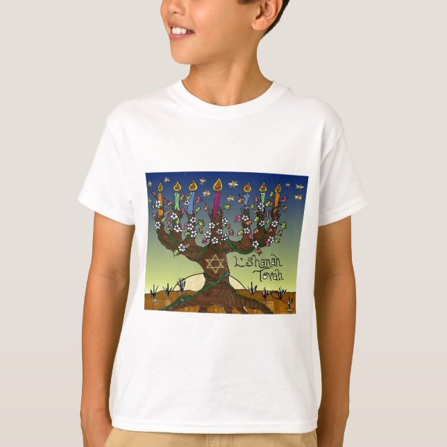 Judaika L'shanah Tovah Baum des Lebens Geschenke B T-Shirt (Vorderseite)