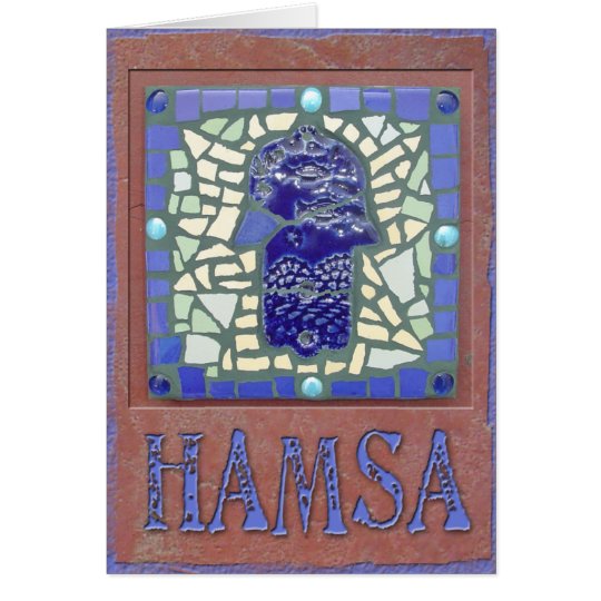 Judaika: Mosaik glühendes Hamsa Karte