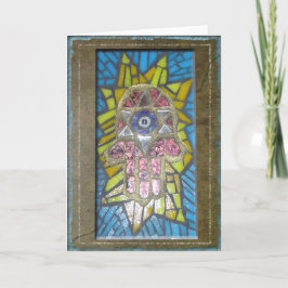 Judaika: Mosaik glühendes Hamsa w/Star von David Karte