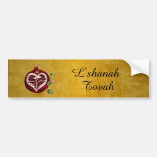 Judaika Pomegranate Heart Hanukkah Rosh Hashanah Autoaufkleber