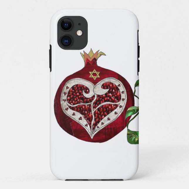 Judaika Pomegranate Heart Hanukkah Rosh Hashanah Case-Mate iPhone Hülle (Rückseite)