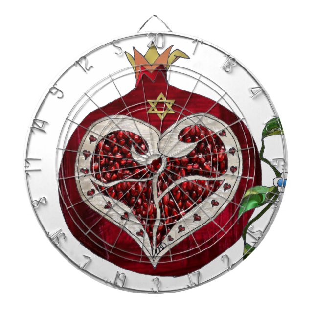 Judaika Pomegranate Heart Hanukkah Rosh Hashanah Dartscheibe (vorne)