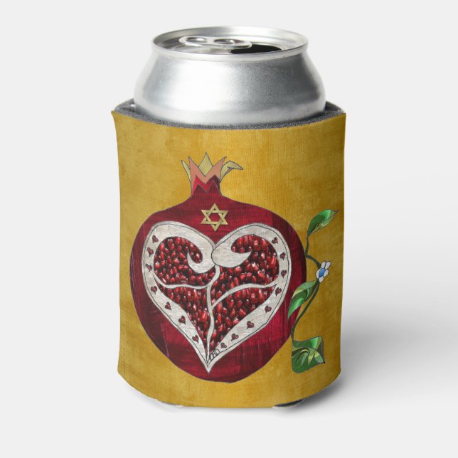 Judaika Pomegranate Heart Hanukkah Rosh Hashanah Dosenkühler (Kanne Rückseite)