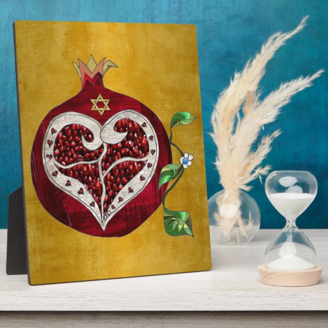 Judaika Pomegranate Heart Hanukkah Rosh Hashanah Fotoplatte (Seite)