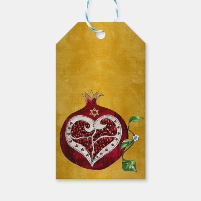 Judaika Pomegranate Heart Hanukkah Rosh Hashanah Geschenkanhänger (Vorderseite)