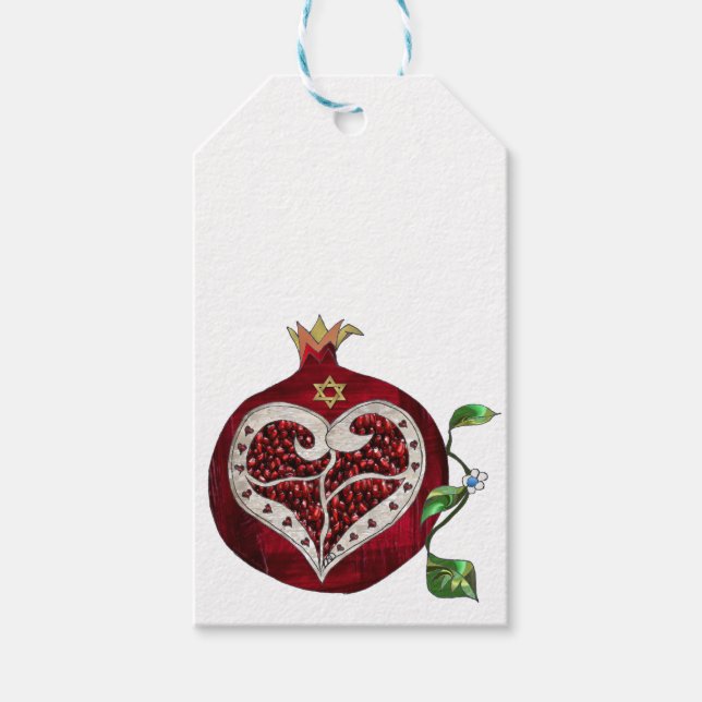 Judaika Pomegranate Heart Hanukkah Rosh Hashanah Geschenkanhänger (Vorderseite)