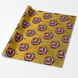 Judaika Pomegranate Heart Hanukkah Rosh Hashanah Geschenkpapier