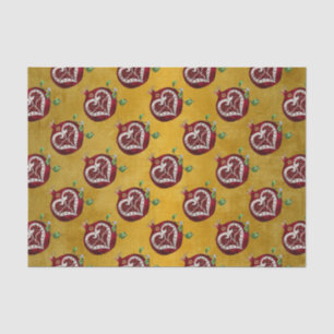 Judaika Pomegranate Heart Hanukkah Rosh Hashanah Seidenpapier